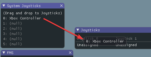 Dragging a controller from System Joysticks to Joysticks