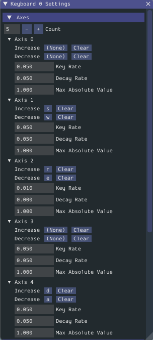 Keyboard 0 settings set up like an Xbox controller